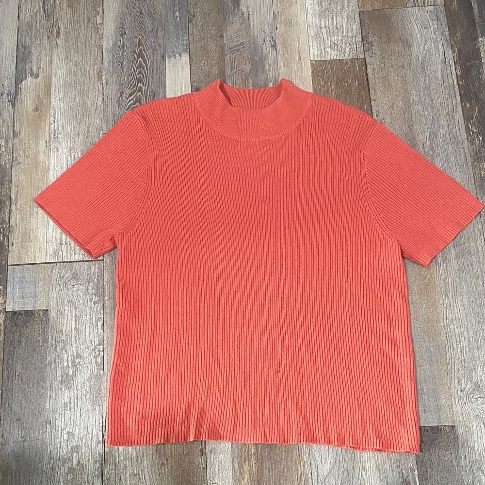 Requirements Orange Ribbed Blouse - Picture 3 of 10